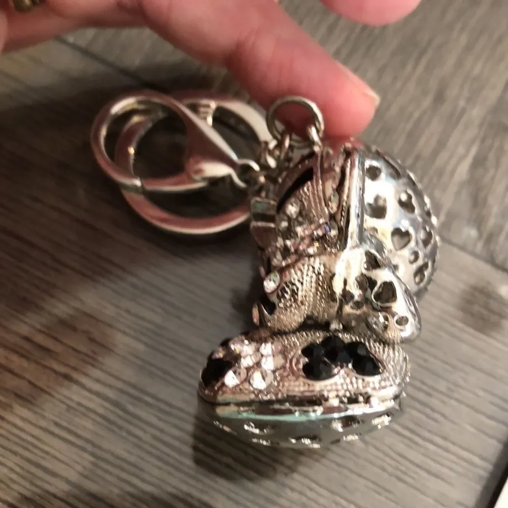 TINKSKY Rhinestone Kitty Cat Key Chain / Bag Charm